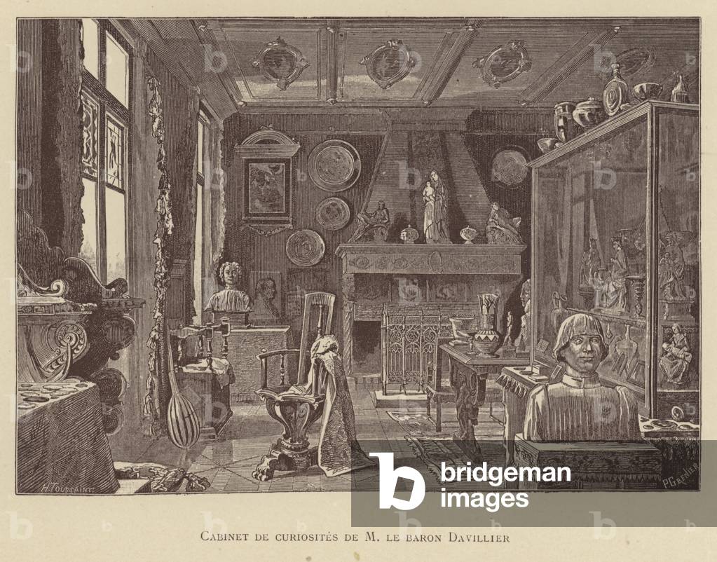 Cabinet of curiosities of Baron Davillier (engraving)