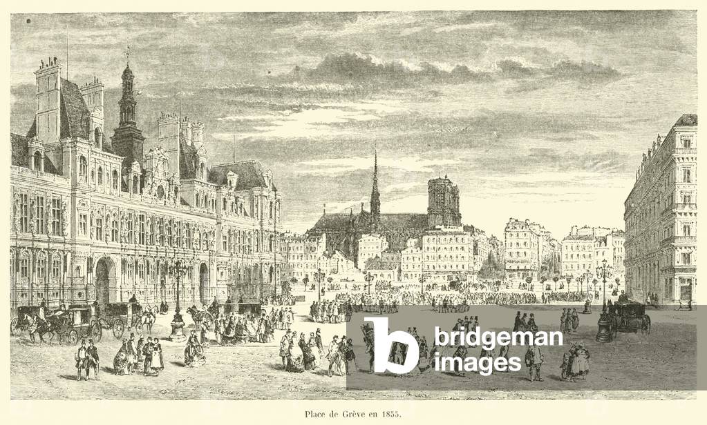 Place de Greve en 1855 (engraving)