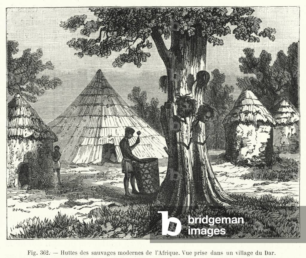 Huttes des sauvages modernes de l'Afrique (engraving)