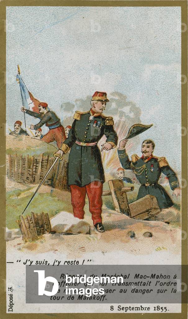 Trade card with an image depicting Patrice de Mac-Mahon (chromolitho)