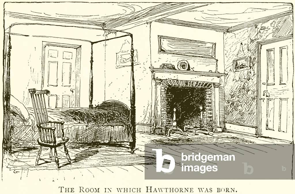 The Room in which Hawthorne was Born (engraving)