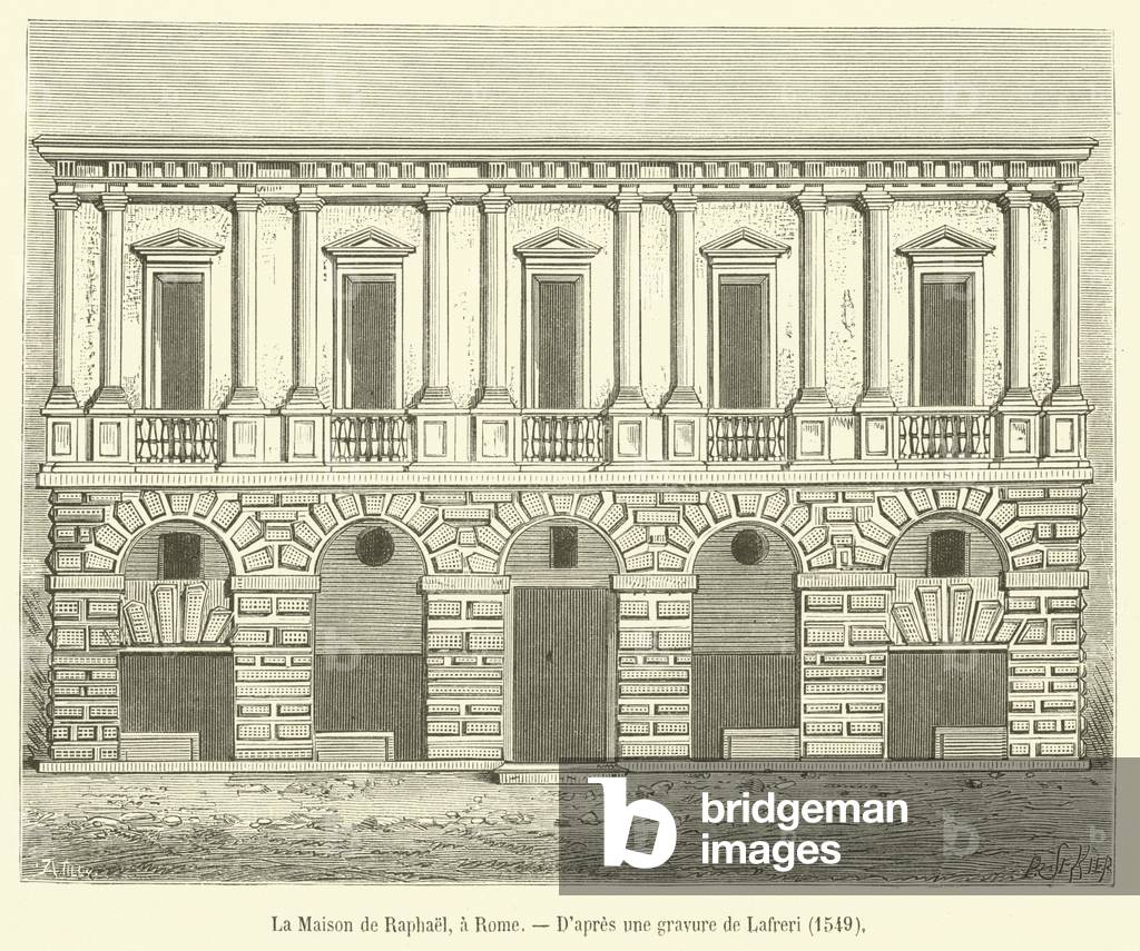 La Maison de Raphael, a Rome (engraving)