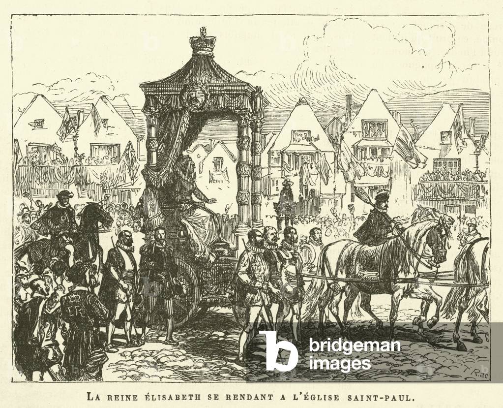 La Reine Elisabeth Se Rendant A L'Eglise Saint-Paul (engraving)
