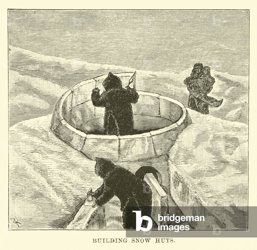 Building snow huts (engraving)