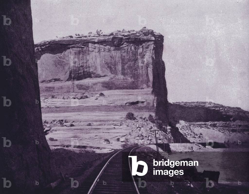 Dodge's Bluff, canyon of Grand River (b/w photo)