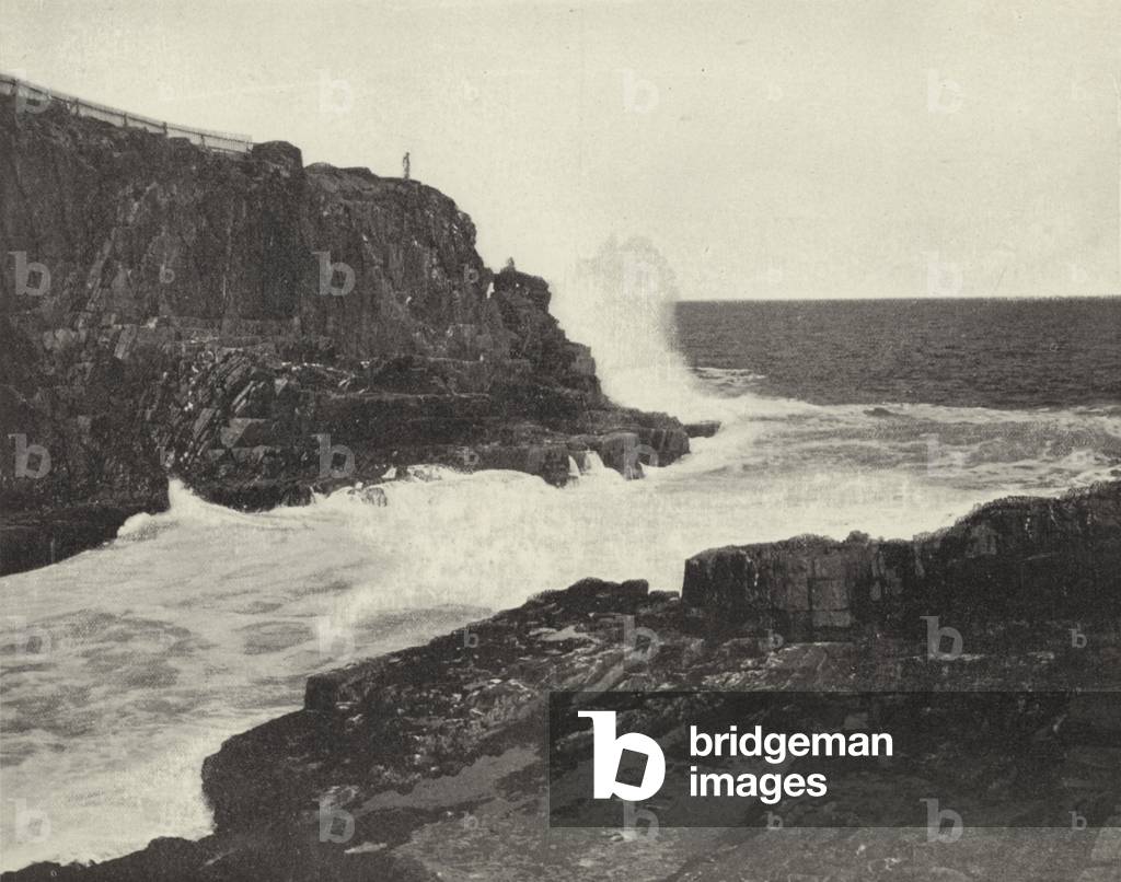 Sea Wall, Bald Head Cliff, Maine (b/w photo)