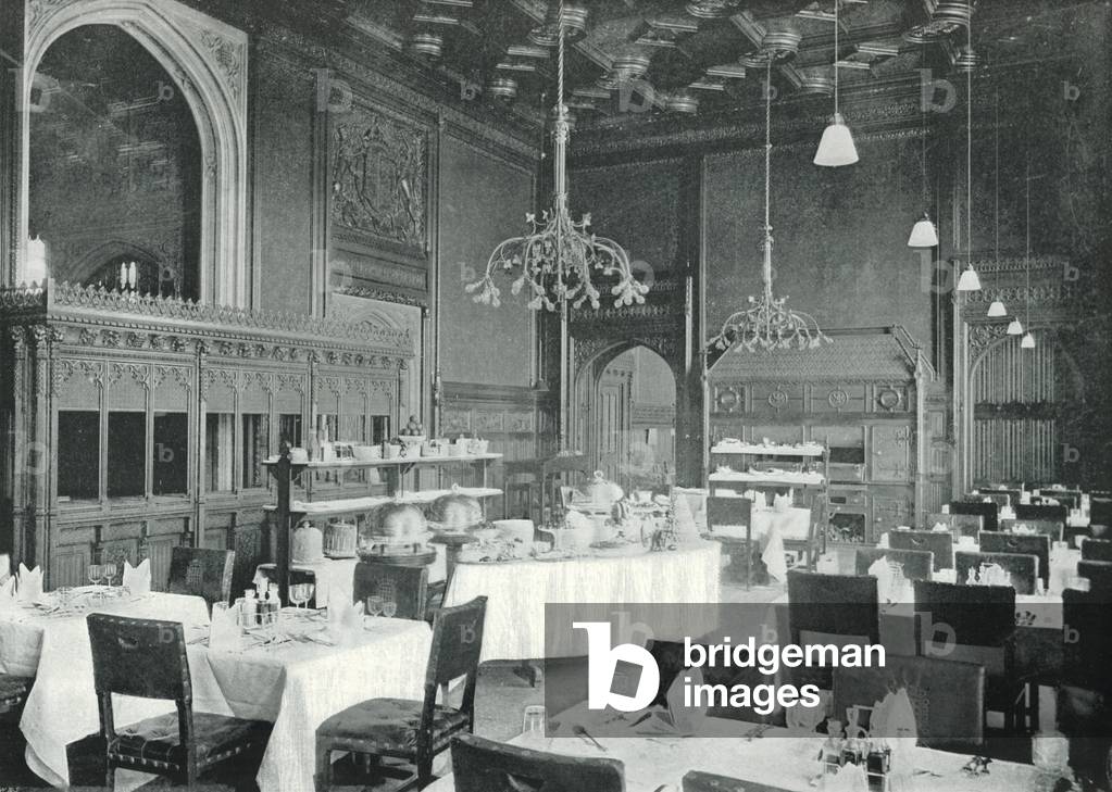 Houses of Parliament, the House of Commons' Dining-Room (b/w photo)