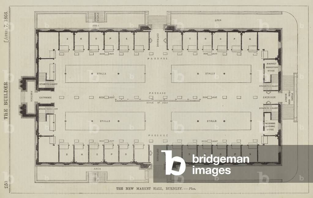 The New Market Hall, Burnley, Plan (engraving)