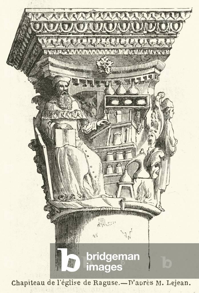 Chapiteau de l'eglise de Raguse (engraving)