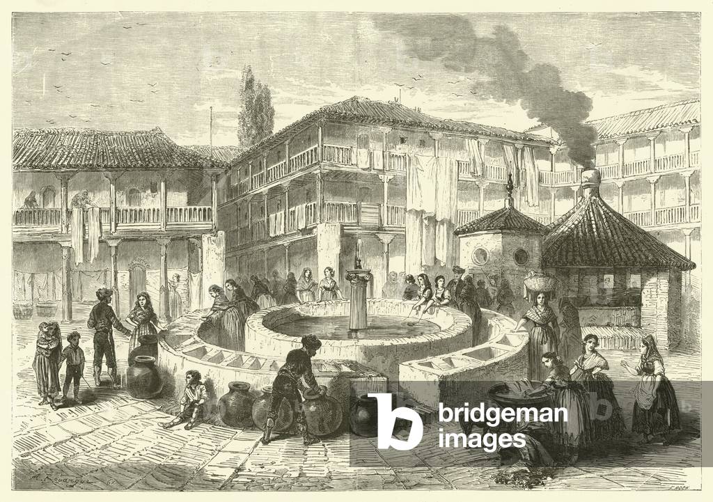 Corral del Conde, Seville, Spain (engraving)