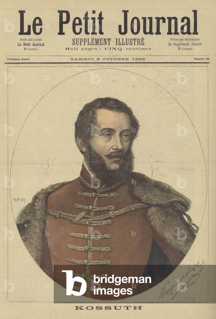 Lajos Kossuth, Hungarian lawyer and politician (colour litho)