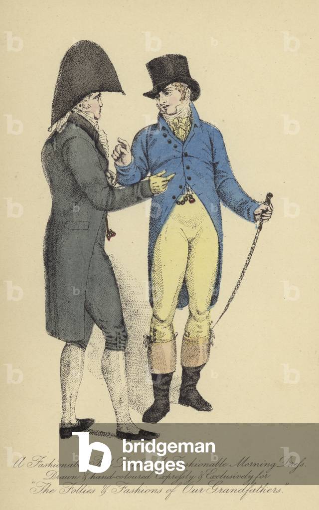 A Fashionable Full Dress, A Fashionable Morning Dress (coloured engraving)