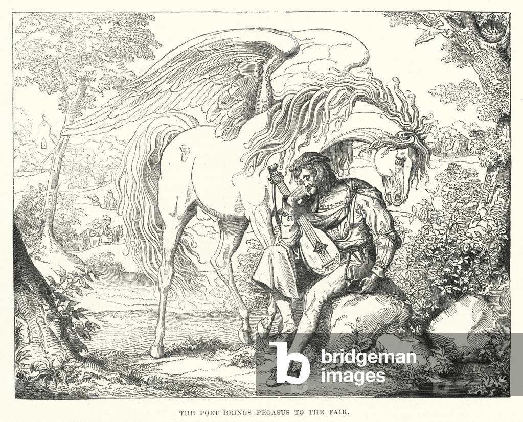 The poet brings Pegasus to the fair (engraving)