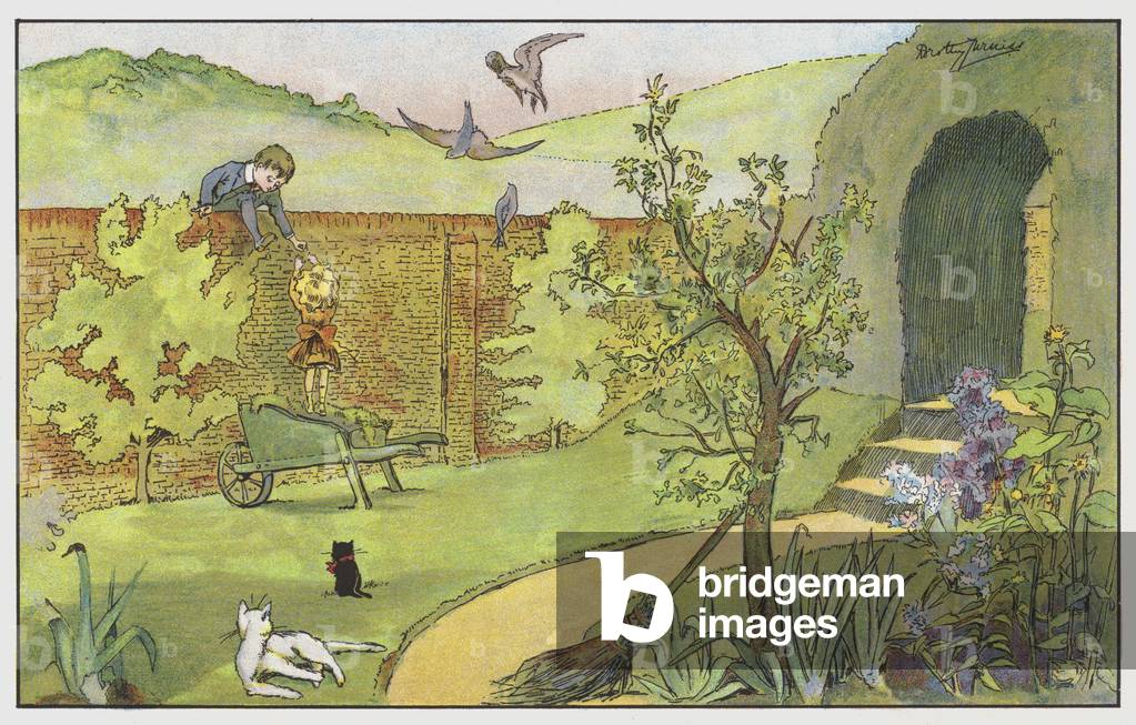 Over the garden wall (colour litho)