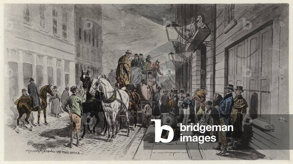 Mail-Coach Leaving the Post-Office (colour litho)