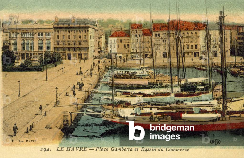 Le Havre, Place Gambetta, Bassin Du Commerce (colour photo)