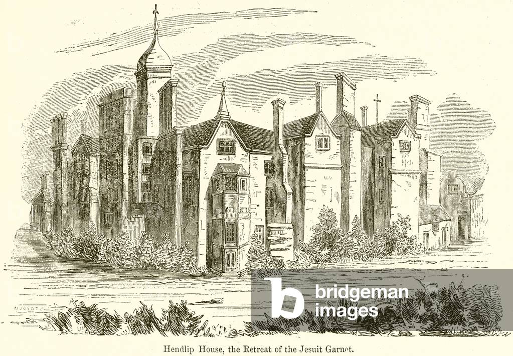 Hendlip House, the retreat of the Jesuit Garnet (engraving)