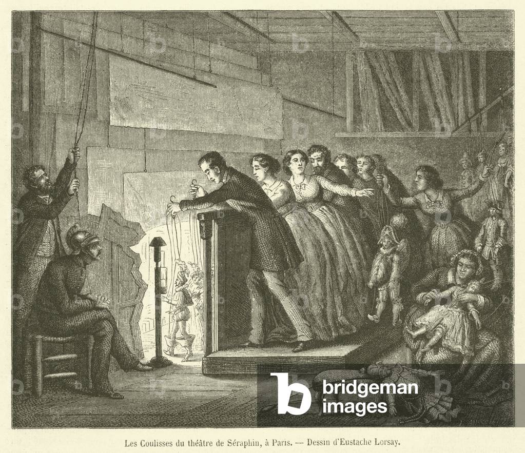 Les Coulisses du theatre de Seraphin, a Paris (engraving)