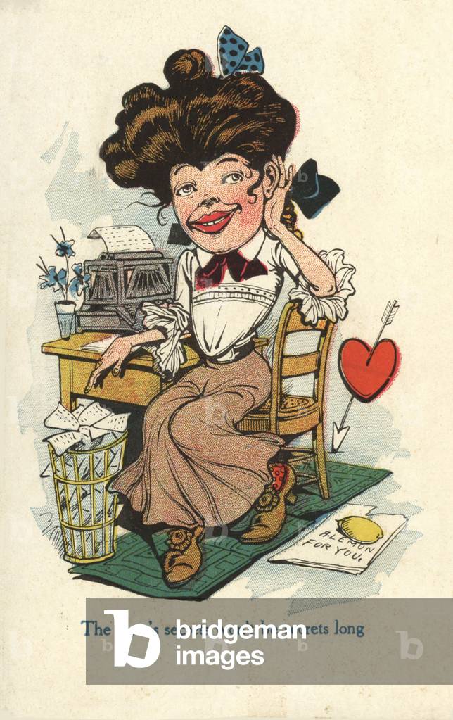 Secretary in love (colour litho)