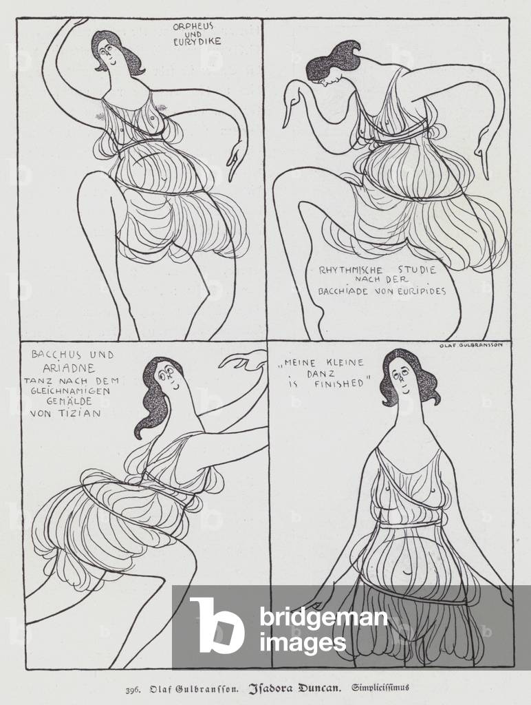 American dancer Isadora Duncan, 1905 (litho)