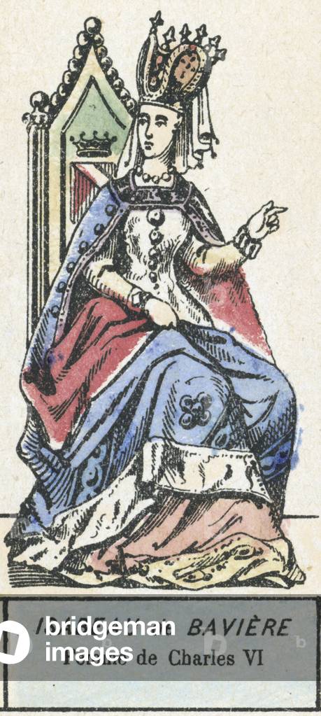 Isabeau de Baviere, Femme de Charles VI (coloured engraving)