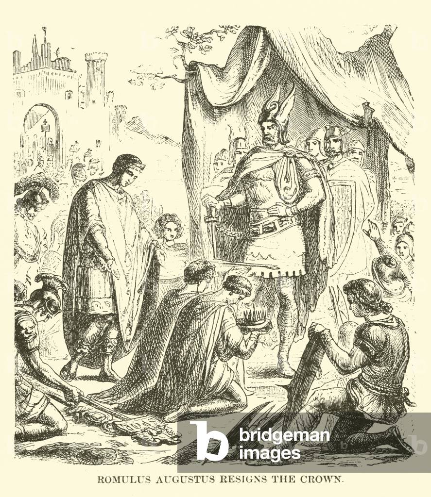 Romulus Augustus resigns the Crown (engraving)