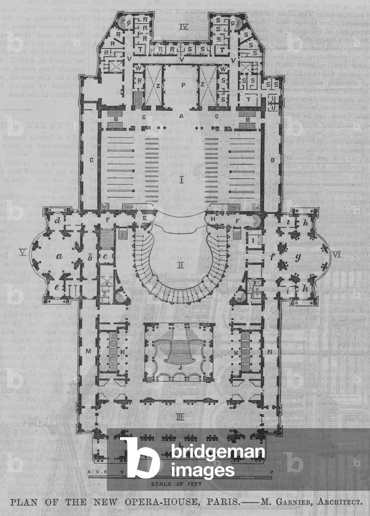 Plan of the New Opera House, Paris 1870 (engraving)