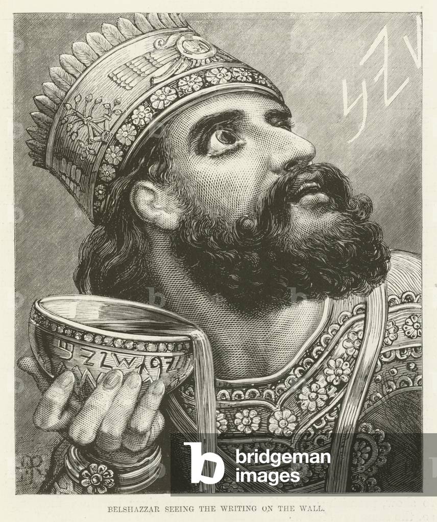 Belshazzar seeing the writing on the wall (engraving)
