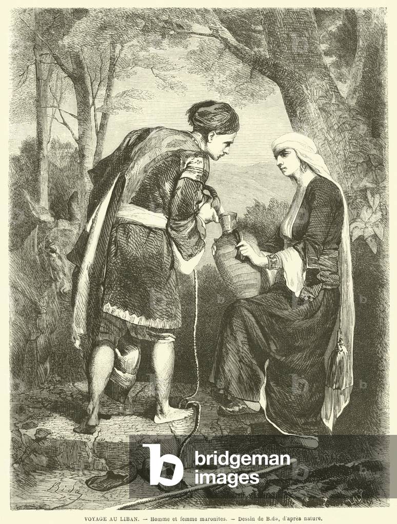 Voyage au Liban, Homme et femme maronites (engraving)