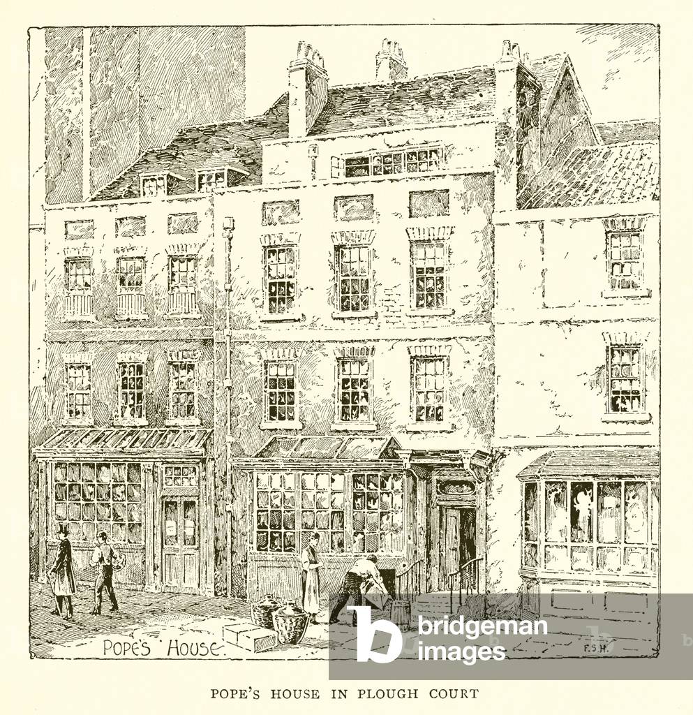 Pope's House in Plough Court (engraving)
