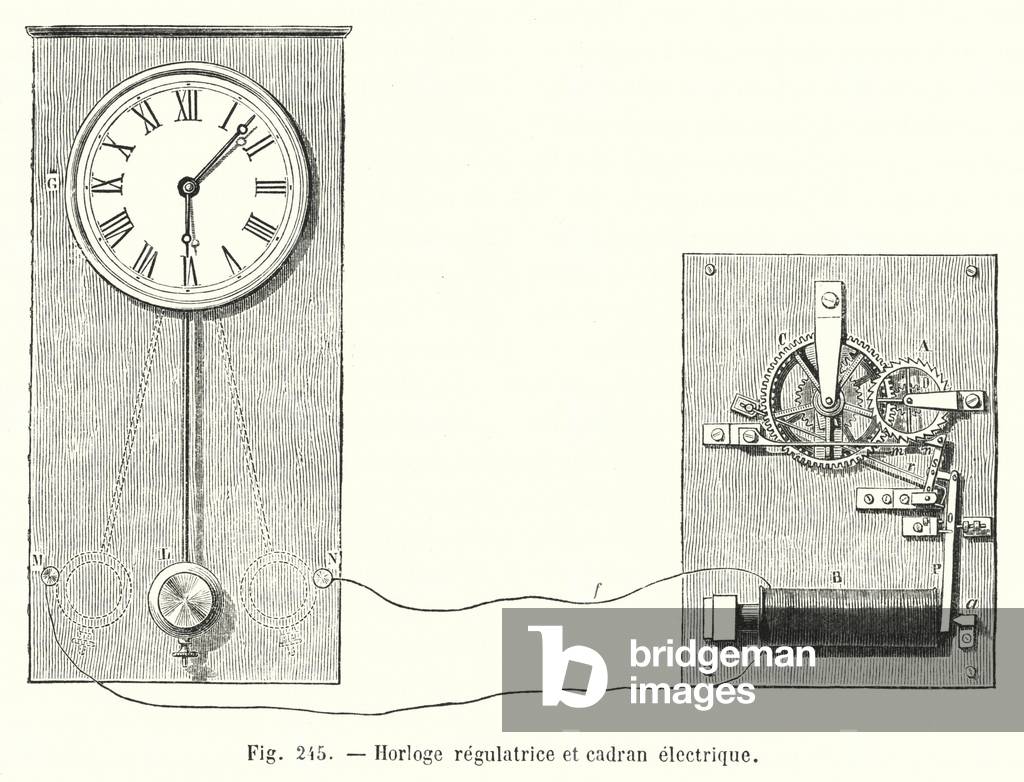 Horloge regulatrice et cadran electrique (engraving)