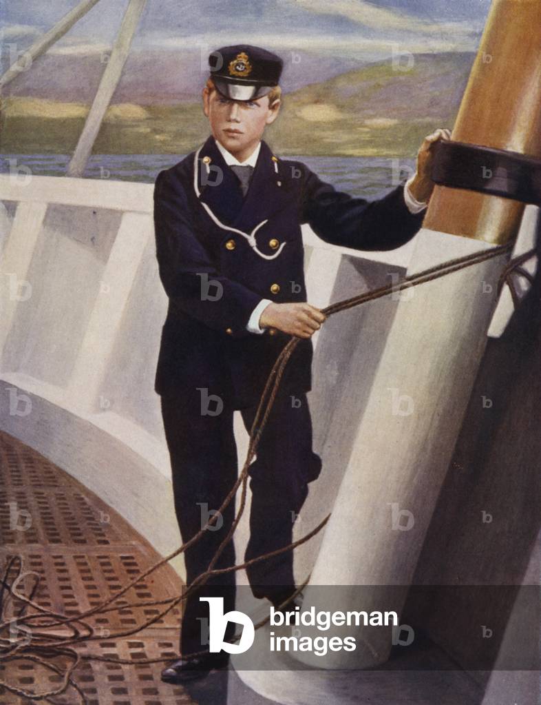 King George as a Midshipman (colour litho)