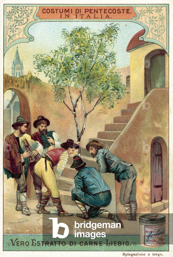 Traditional Pentecost celebrations in Italy (chromolitho)