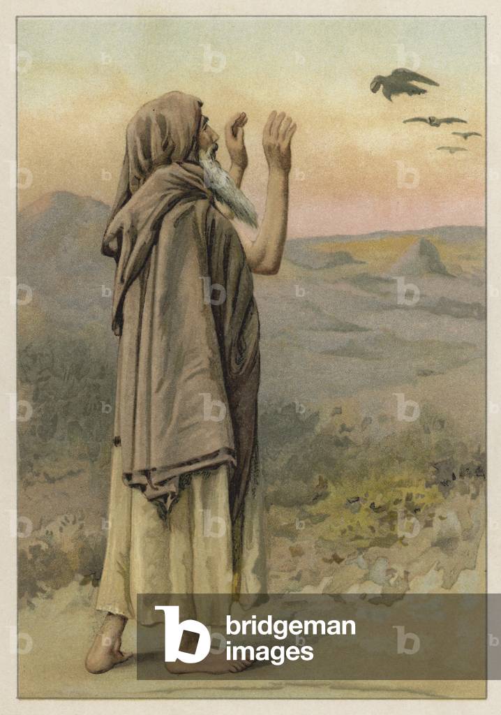 Elijah and the ravens (chromolitho)