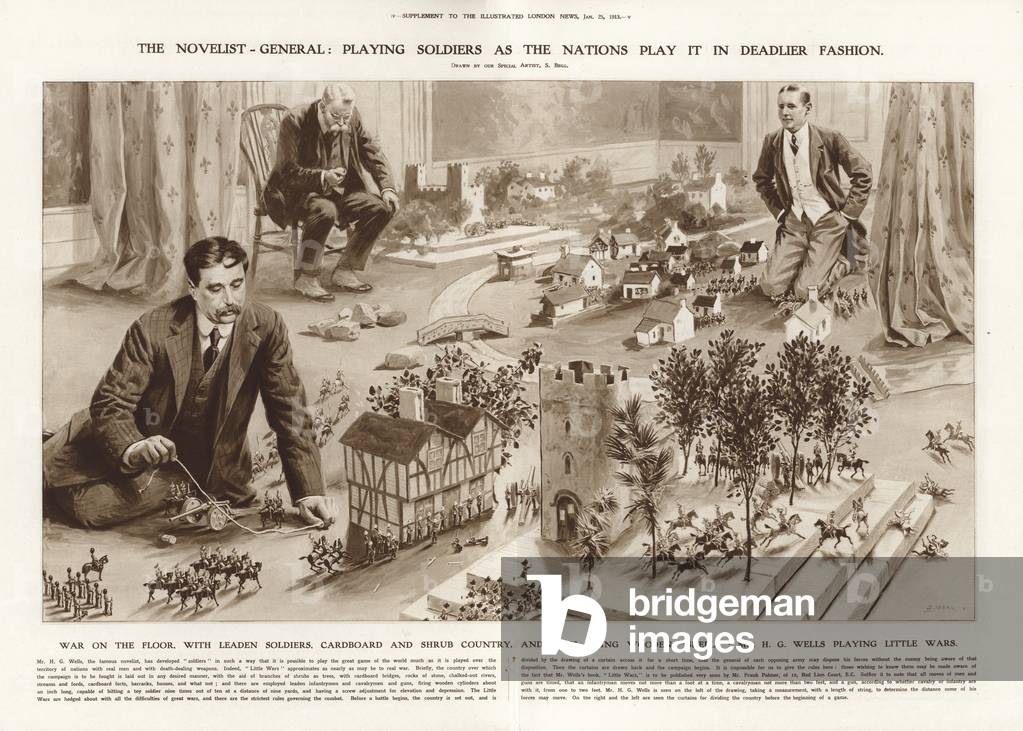 H G Wells wargaming, 1913 (litho)