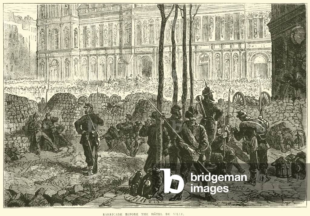 Barricade before the Hotel de Ville, March 1871 (engraving)