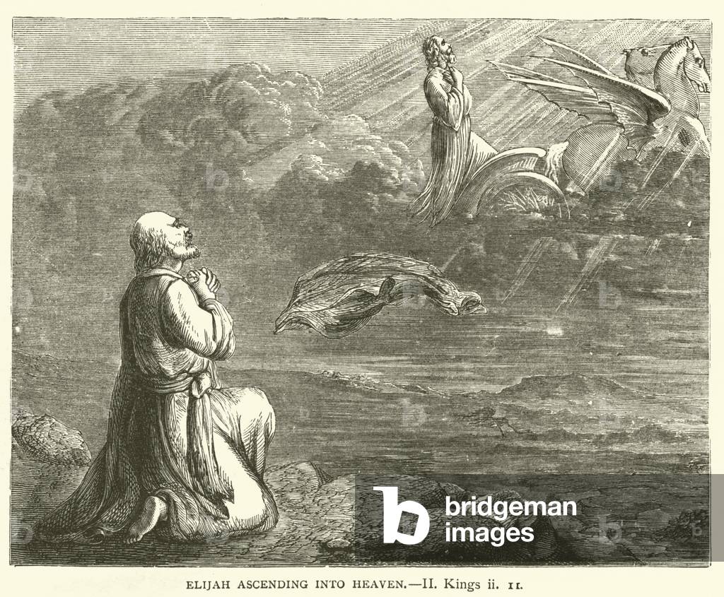 Elijah ascending into heaven, II, Kings, ii, 11 (engraving)