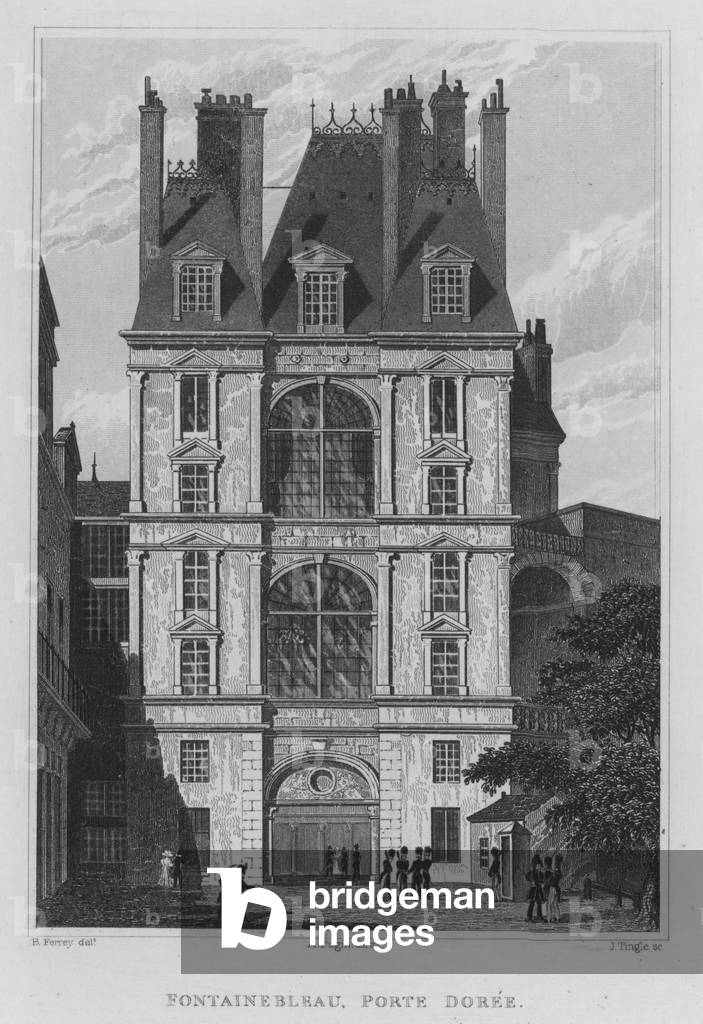 Paris, Fontainebleau, Porte Doree (engraving)