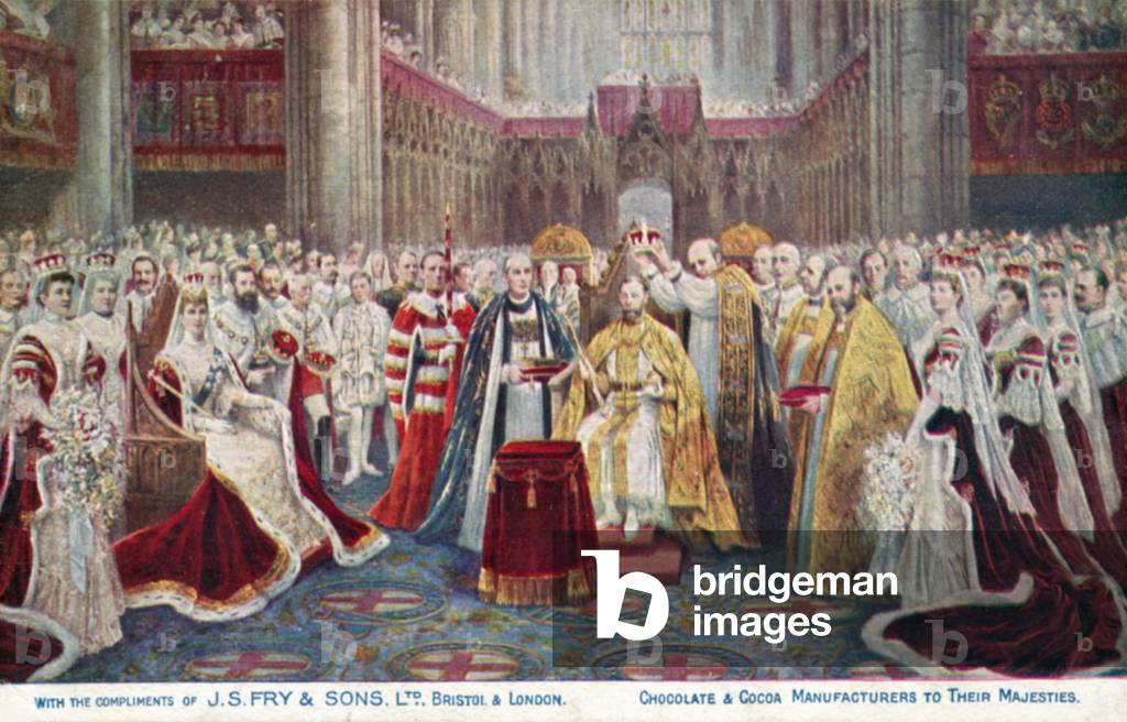 Coronation of King George V, Westminster Abbey (colour litho)