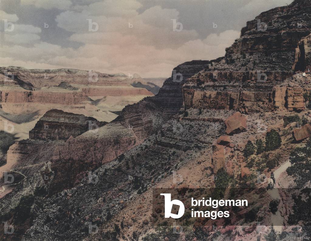 Grand Canyon of Arizona: On Hermit Trail (coloured photo)