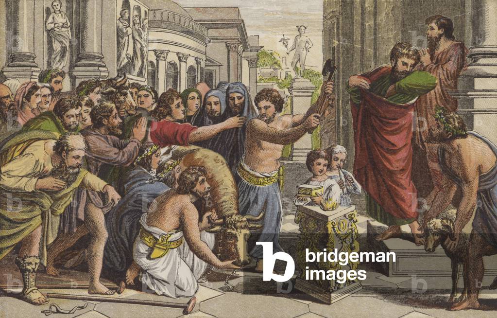 Paul and Barnabus at Lystra (chromolitho)