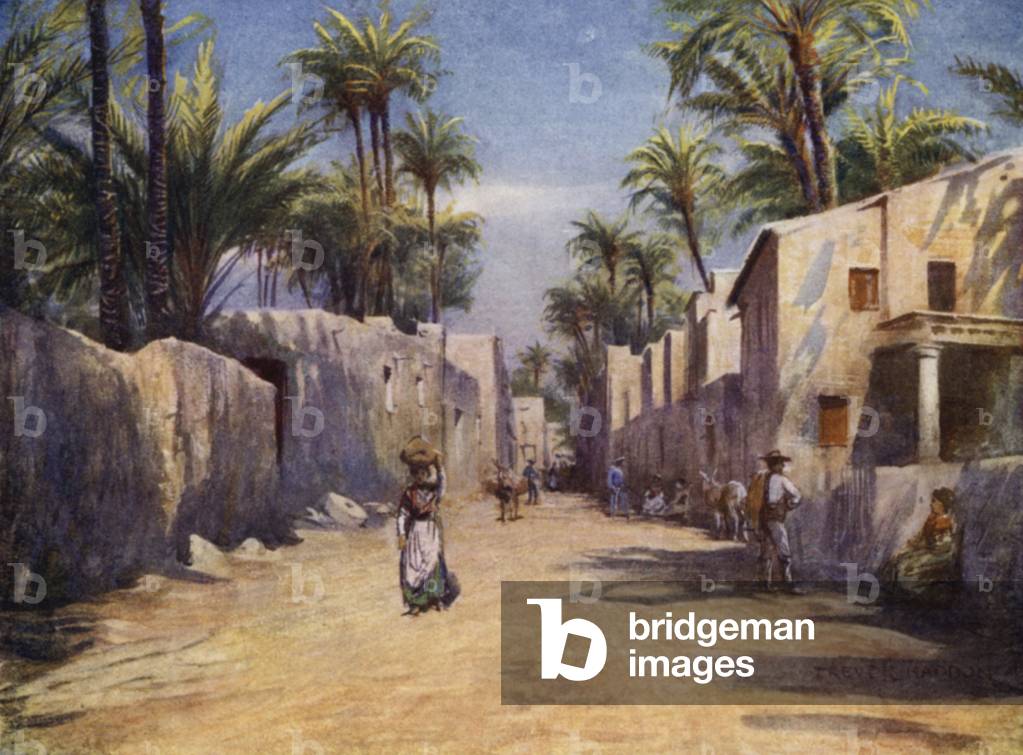Elche, A Street (colour litho)