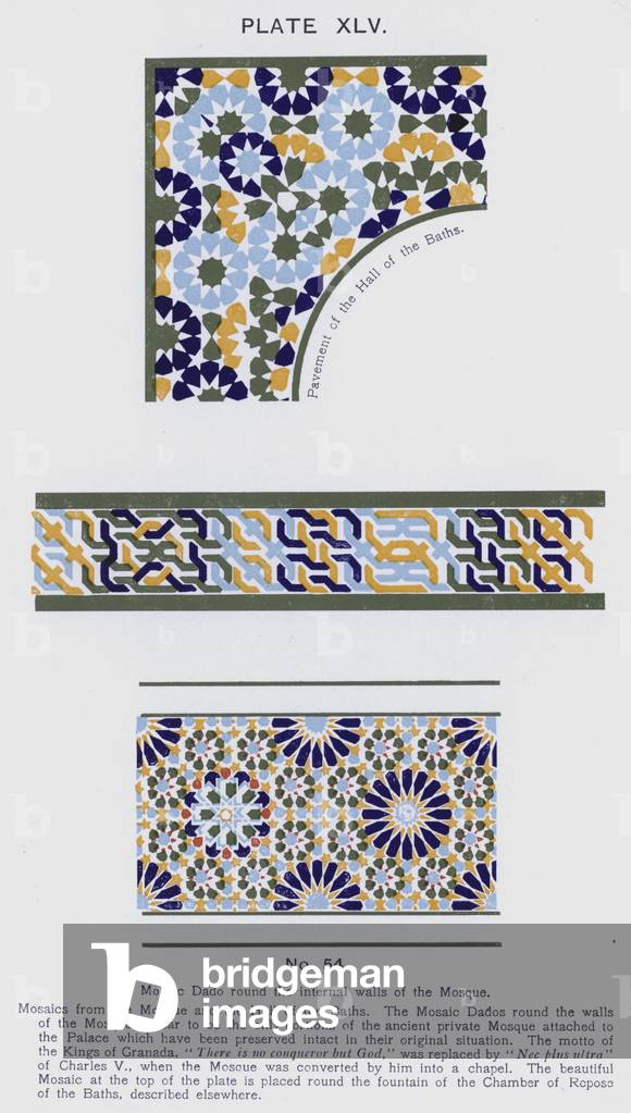 Mosaic Dado round the internal walls of the Mosque (colour litho)