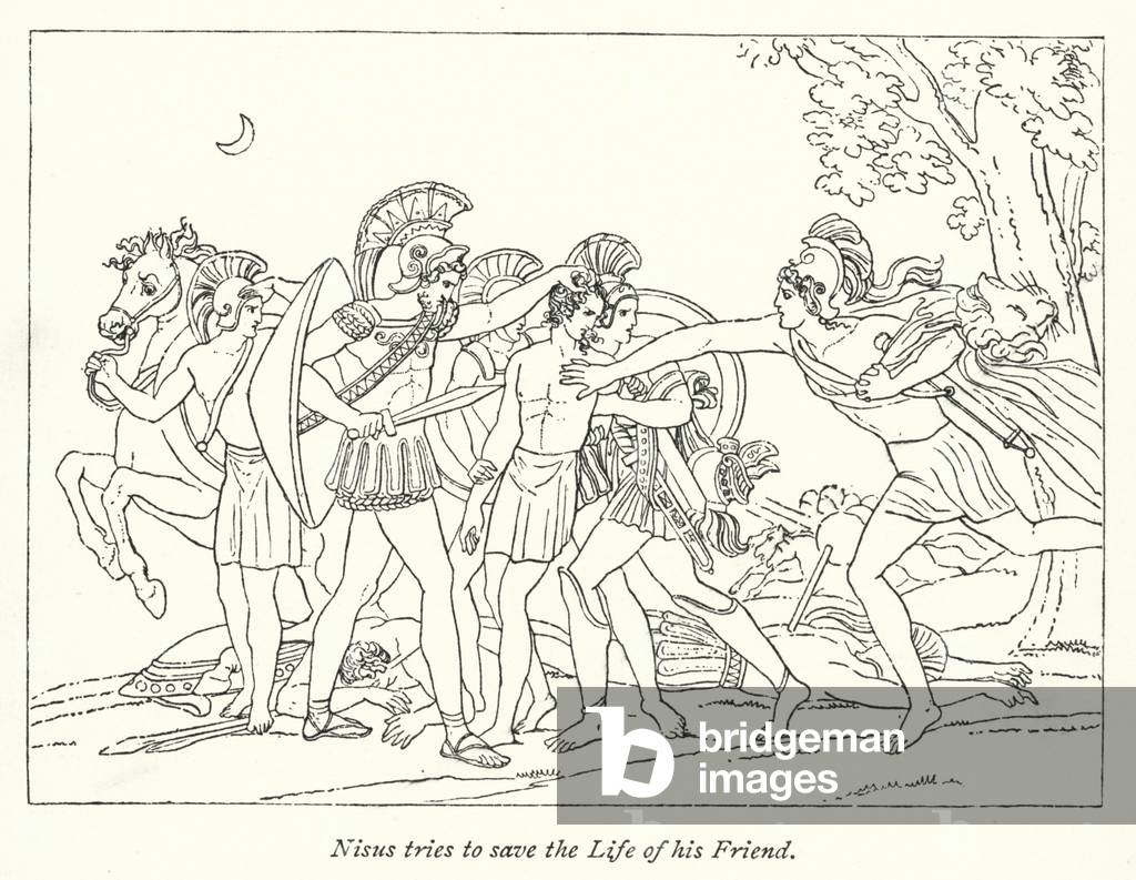 Nisus tries to save the Life of his Friend (litho)