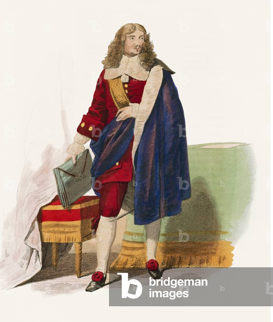 Jean Baptiste Colbert (coloured engraving)