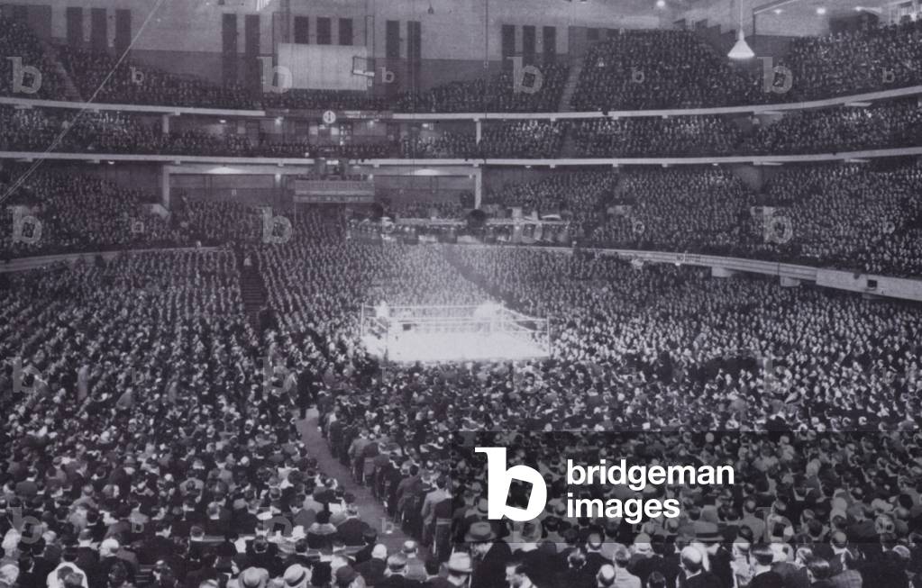 Chicago: Interior of Chicago Stadium during a Boxing Exhibition (b/w photo)