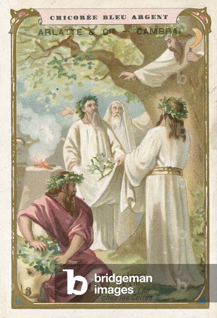 Harvesting mistletoe - New Year among the Celts (chromolitho)