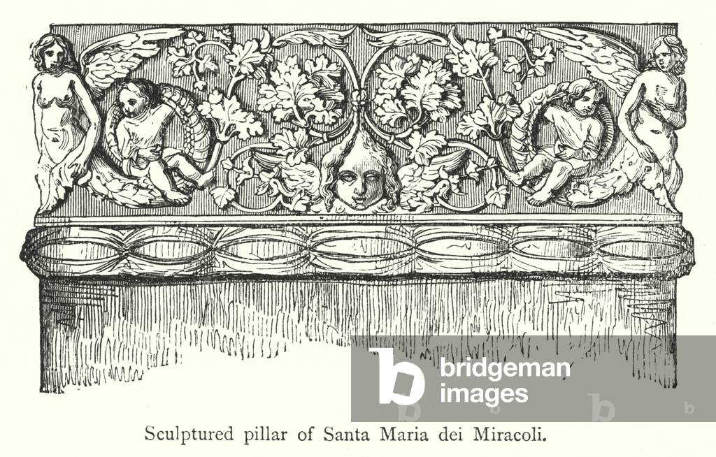 Sculptured pillar of Santa Maria dei Miracoli (engraving)