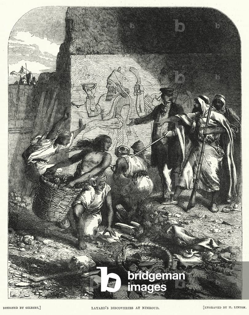 Layard's discoveries at Nimroud (engraving)