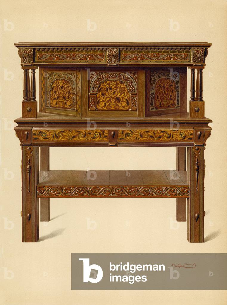 Oak Standing Buffet, property of Edward Quilter (chromolitho)
